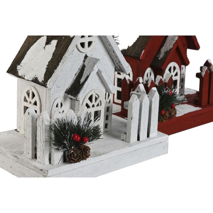 Casa Navidad Tradicional DKD Home Decor Rojo Blanco 18 x 56 x 27 cm (2 Unidades) 3