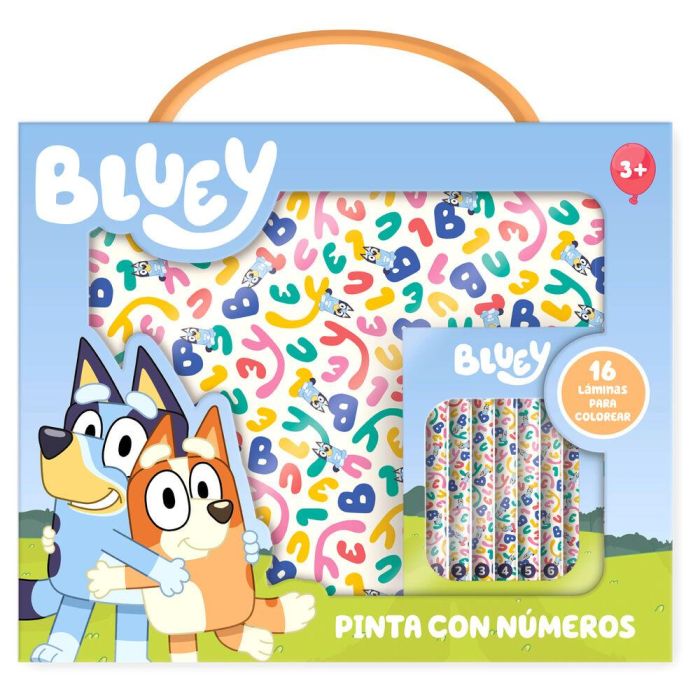 MOOSE Maletin Pinta con Numeros Bluey 19x23x2,5cm 16 páginas pincel pinturas