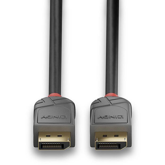 Lindy DisplayPort 1.4 Anthra Line Cable 5m para Instalaciones AV IT, Soporta 4K 4096x2160@120Hz, Contactos Oro 24K, 28AWG, Triple Apantallamiento 3