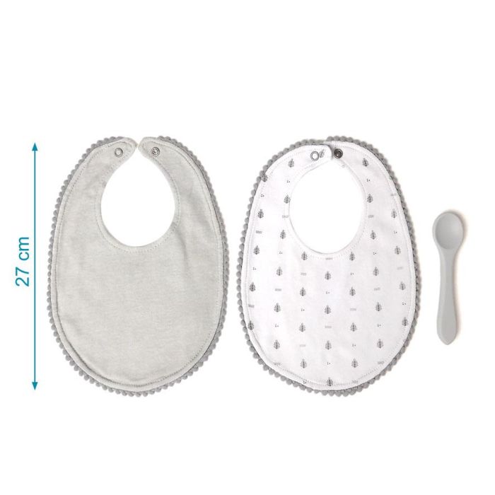 Set Gris De Dos Baberos Y Cuchara Gris 2 Set Gris De Dos Baberos Y Cuchara Gris 2