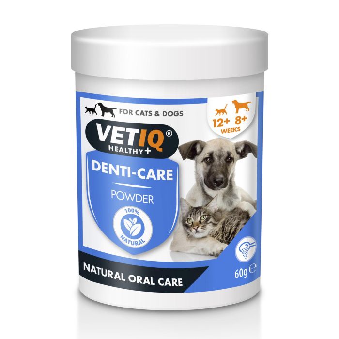 VetIQ 2 en 1 Denti-Care Granulados para Perros y Gatos: Refresca el Aliento y Reduce Bacterias Orales con Algas y Menta 60 gr