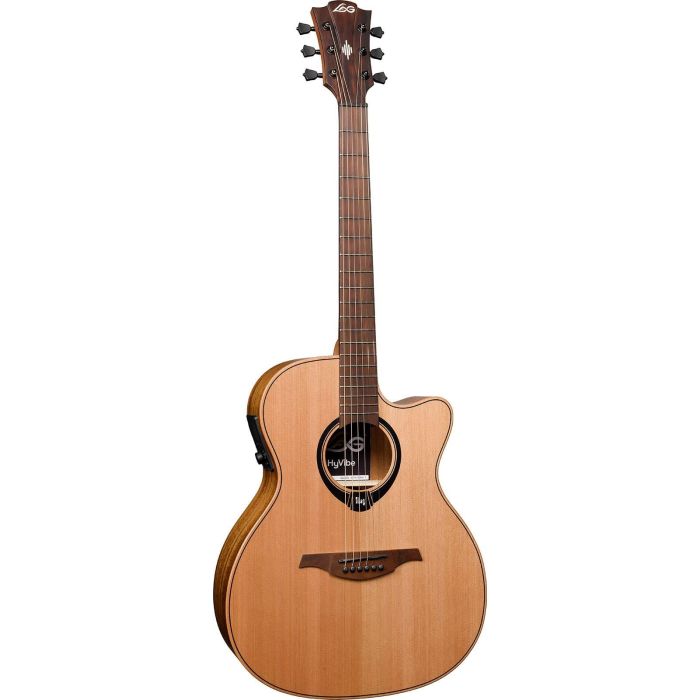 LAG Guitarra Acústica Hyvibe H2 Auditorium Electroacústica Cutaway Tapa Maciza Cedro 2