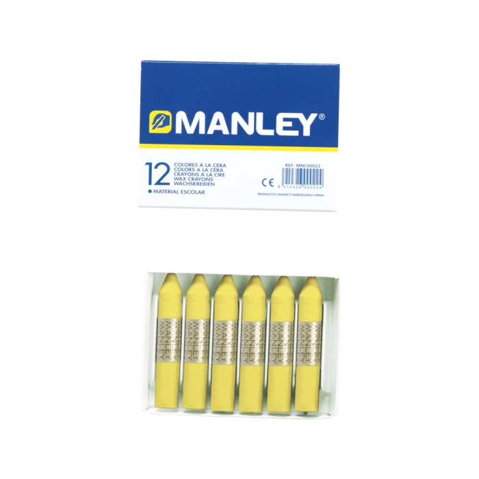 Manley Estuche De 12 Ceras Amarillo Claro 60 mm 1 Manley Estuche De 12 Ceras Amarillo Claro 60 mm 1