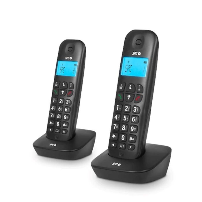SPC 7302N Teléfono Inalámbrico Air Pro Duo, Doble Terminal, Manos Libres, Identificación de Llamada, Modo ECO, Negro