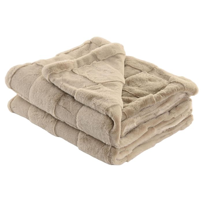 DKD Home Decor Manta Poliéster Beige 630 gsm | Estilo Urban para Sofá | 170 x 130 cm | Pack de 2 Unidades
