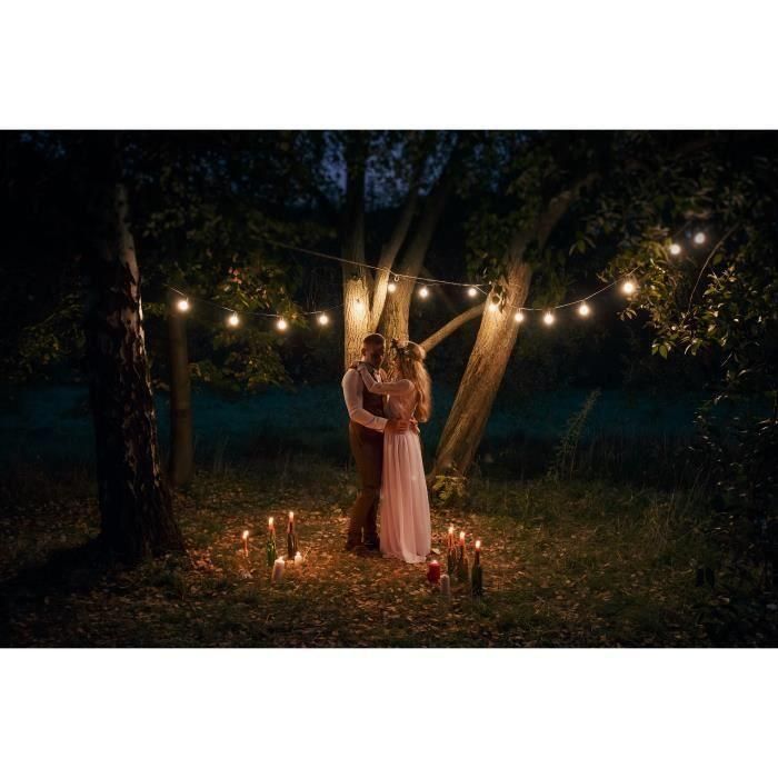 LINK ME LIGHT Guirnalda de luces conectable - 10 bombillas - Casquillo E27 - LED blanco cálido - 5m LINK ME LIGHT Guirnalda de luces conectable - 10 bombillas - Casquillo E27 - LED blanco cálido - 5m