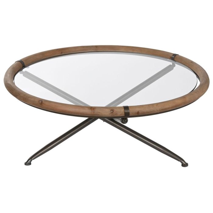 Mesa de Centro Home ESPRIT Cristal Madera de abeto 100 x 100 x 40 cm 1 Mesa de Centro Home ESPRIT Cristal Madera de abeto 100 x 100 x 40 cm 1