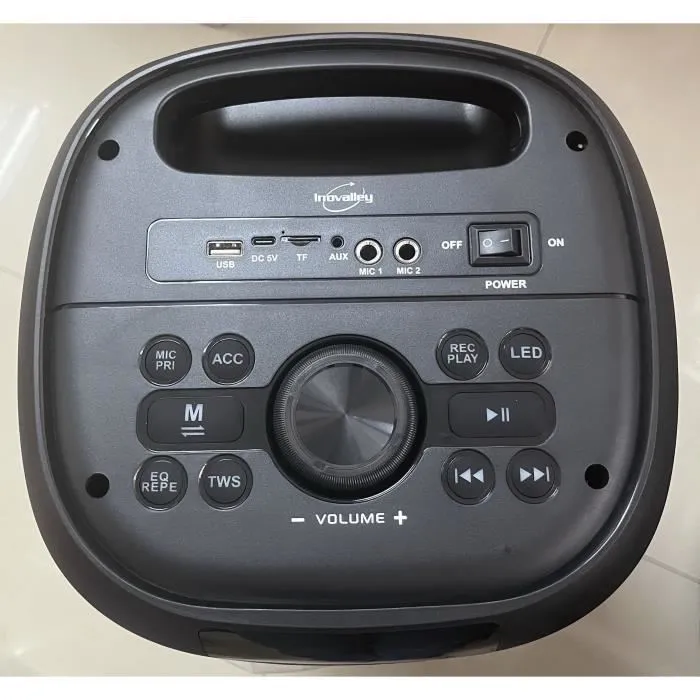 Inovalley Altavoz Karaoke INO3760024803225 RGB Bluetooth V5.0 800 Watts con Micrófono Inalámbrico Incluido y LED 3