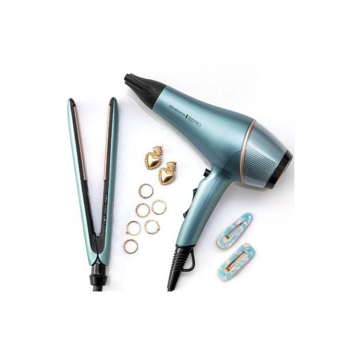 Secador Remington Shine Therapy Pro AC9300/ 2200W/ Iónico/ Negro y Azul 2 Secador Remington Shine Therapy Pro AC9300/ 2200W/ Iónico/ Negro y Azul 2