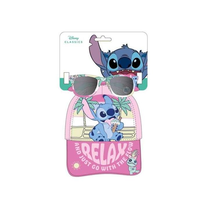Cerdá Gorra Set Gafas de Sol Stitch Talla 53 cm para Niños +3 Años Color Rosa