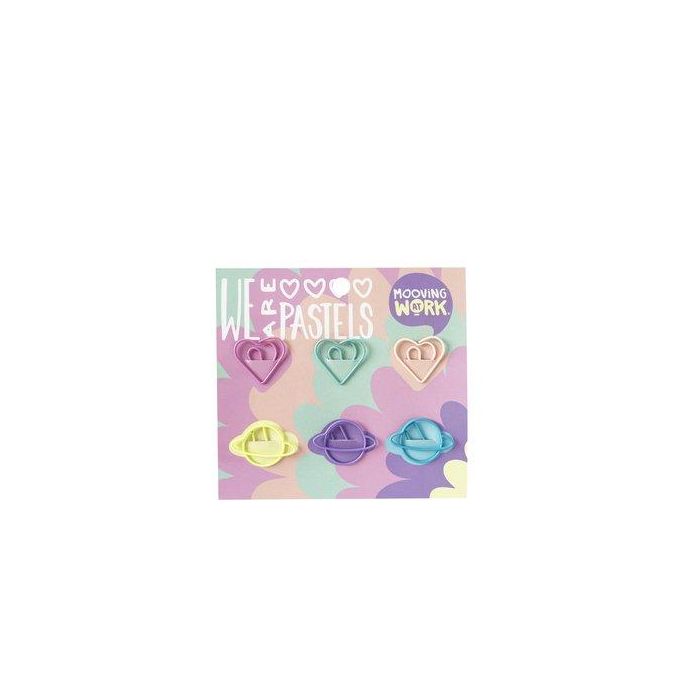 Clip Color Mooving Pastel Formas 6 Piezas