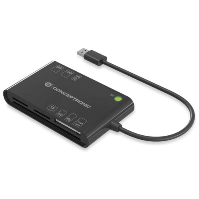 Conceptronic Lector de Tarjetas Externo USB 3.2 Gen 1, Compatible con MMC, MS Micro, Memory Stick, MicroSD, SD, SDHC, SDXC, para Windows y Mac, Negro 2