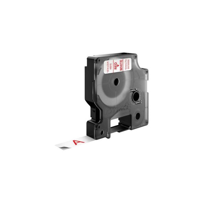 Dymo Cinta D1 45015 Etiquetas Estándar Rojo Sobre Blanco 12mm x 7M Poliéster Autoadhesiva Rotuladora Labelmanager 1
