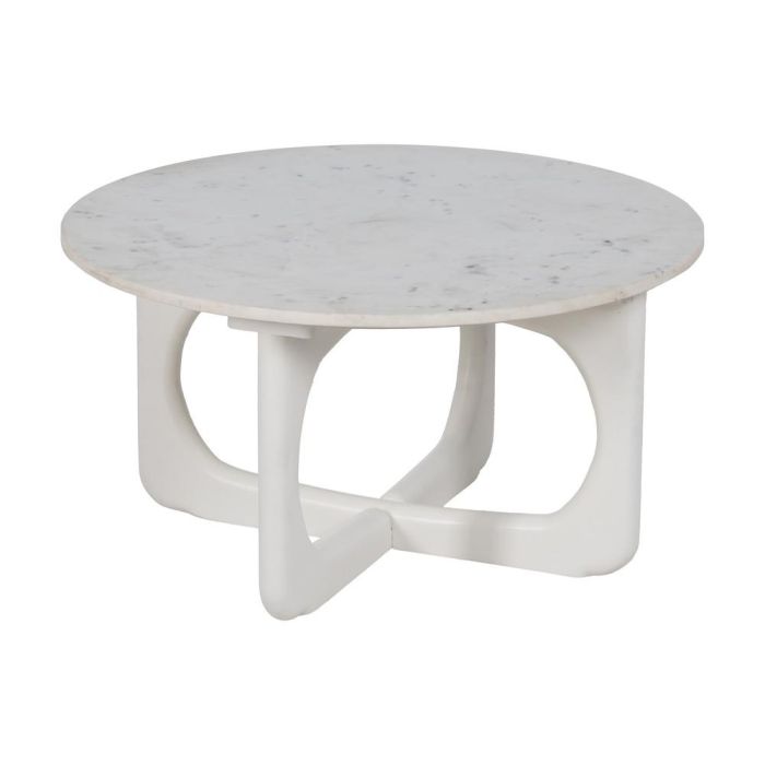 Mesa Centro Blanco Mármol/Madera Salón 75 X 75 X 40 cm
