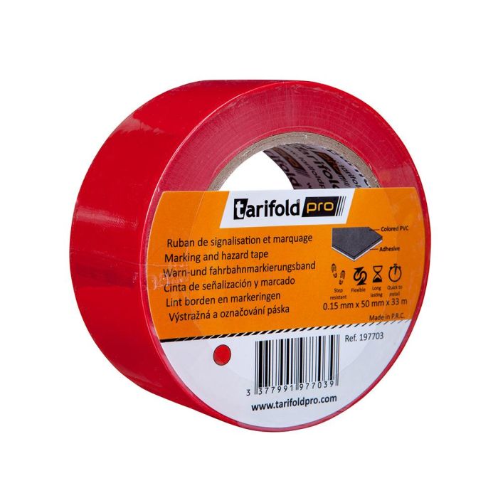 Cinta Adhesiva Tarifold Para Marcaje Y Señalizacion De Suelo 33 Mt X 50 mm Color Rojo 1