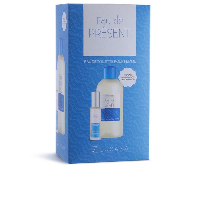 Luxana Eau de Présent Estuche de Regalo para Mujer 2 pz - Eau de Toilette 1000ml + 30ml, Fragancia Cítrica Aromática con Bergamota, Limón y Flores Blancas