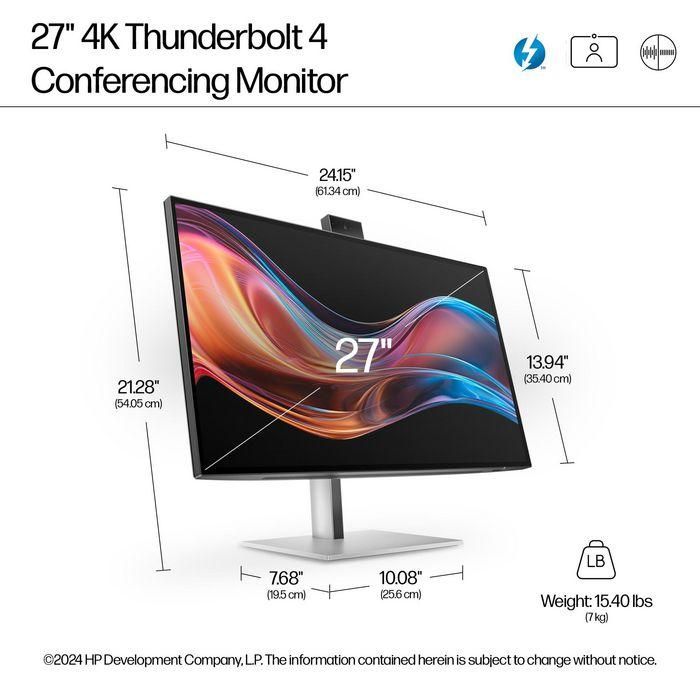 HP Series 7 Pro 27 inch 4K Conferencing Monitor - 727pm PVC Free 5