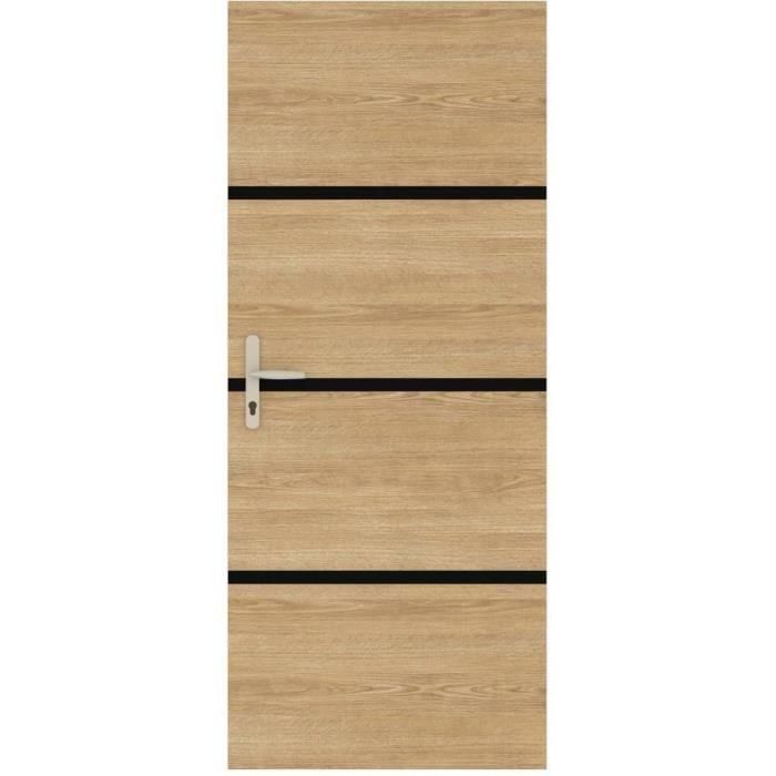 Kit Renovación de Puertas - NORDLINGER PRO - 4 Hojas 85 x 50 cm y 3 Perfiles Negros 85 x 2 cm - Roble Natural