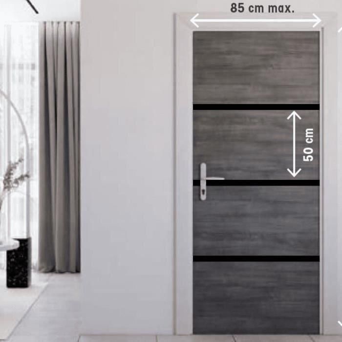 Kit de Renovación para Puerta Interior - NORDLINGER PRO - 4 Hojas 85 x 50 cm y 3 Perfiles Negros 85 x 2 cm - Gris Ágata 1