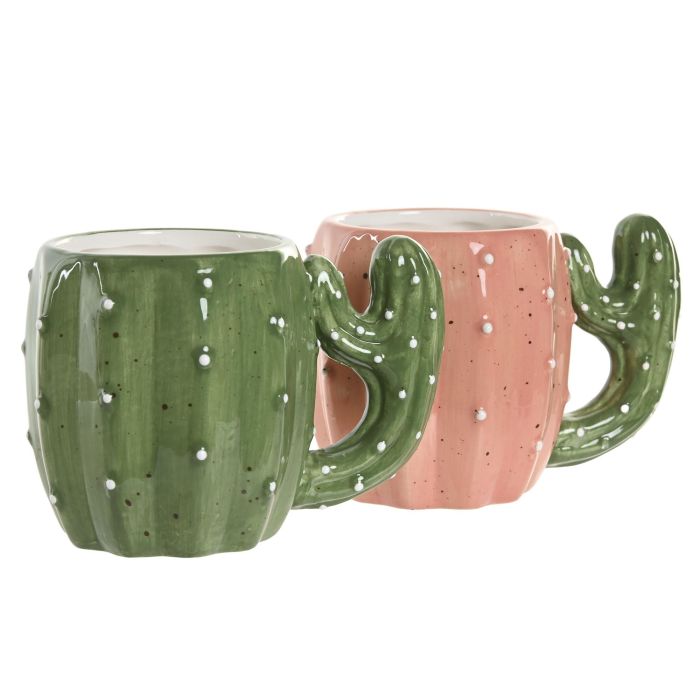 Mug Tropical DKD Home Decor Verde Naranja 10.3 x 9 x 14.5 cm (4 Unidades) 1