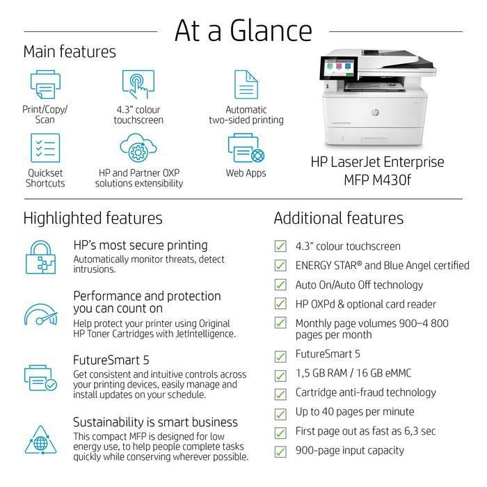 HP LaserJet Enterprise MFP M430f Impresora con Cartuchos HP JetIntelligence 4 HP LaserJet Enterprise MFP M430f Impresora con Cartuchos HP JetIntelligence 4