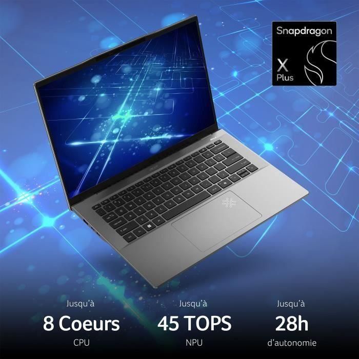 Portátil ACER Swift SFG14-01-X817 - COPILOTO + PC - Win 11 - 14.5'' WUXGA - Qualcomm Snapdragon X Plus X1P-42-100 8C - RAM 16GB - SSD de 512GB 5 Portátil ACER Swift SFG14-01-X817 - COPILOTO + PC - Win 11 - 14.5'' WUXGA - Qualcomm Snapdragon X Plus X1P-42-100 8C - RAM 16GB - SSD de 512GB 5