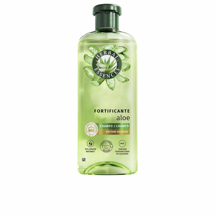 Herbal Essences Champú Fortificante con Aloe para Cabello Seco 350 ml, Vegano, sin Siliconas ni Sulfatos