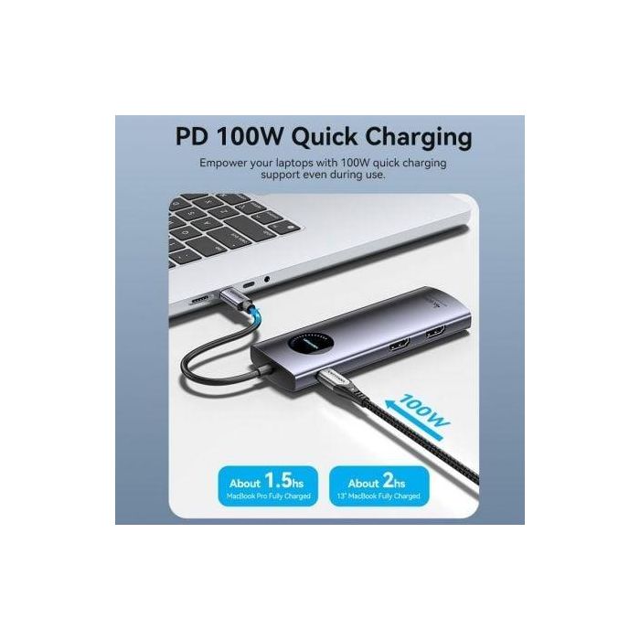 Docking USB Tipo-C Vention TQVHB/ 2xHDMI/ 3xUSB/ 1xRJ45/ 1xLector de Tarjetas/ 1xUSB Tipo-C PD/ Gris 3