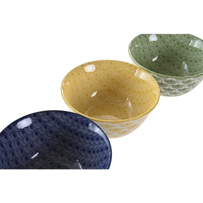 DKD Home Decor Bol Oriental Porcelana Verde Azul 15.4 x 7.4 x 15.4 cm Apto Microondas/Lavavajillas (12 Unidades) 2