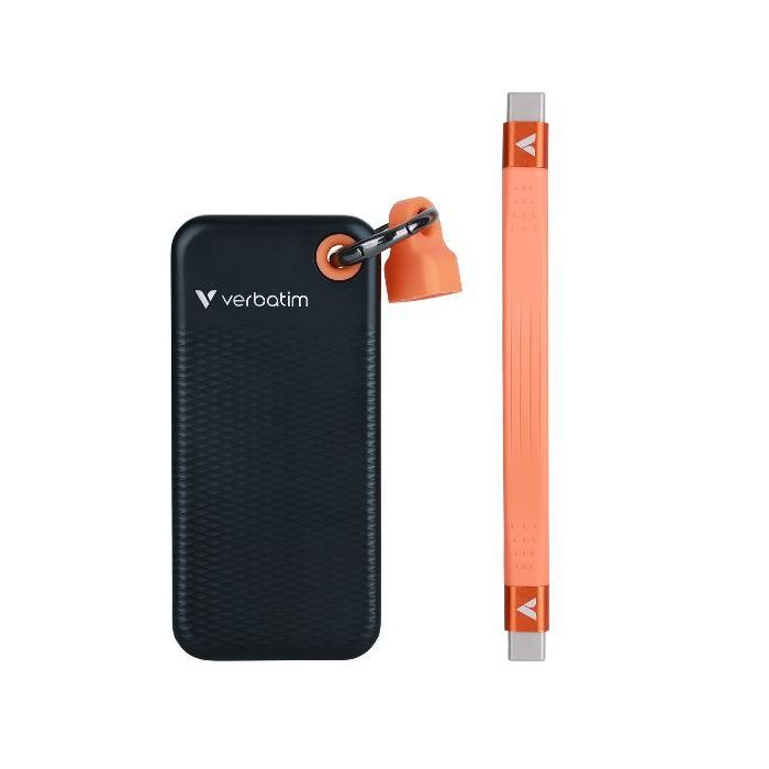Verbatim Disco Duro Externo Portátil Llavero SSD 2TB USB-C 3.2 Gen 2 (10Gbps) Compacto y Ultra Ligero Negro y Naranja 1