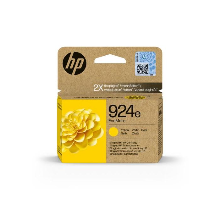 HP Cartucho Tinta 924E Amarillo Alta Capacidad XL para Officejet Pro 8120, 8130 Series (Rendimiento 1.600 páginas)