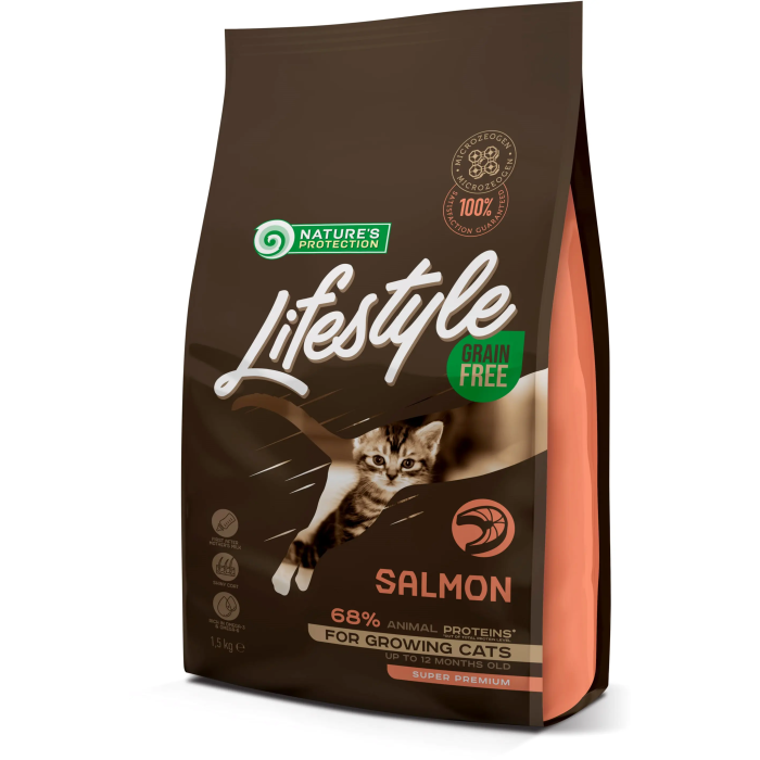 Nature's Protection Cat Lifestyle Grain Free Kitten Salmon 1,5 kg