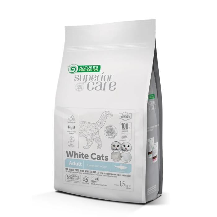 Nature's Protection White Cat Adult All Breed Gf Arenque 1,5 kg