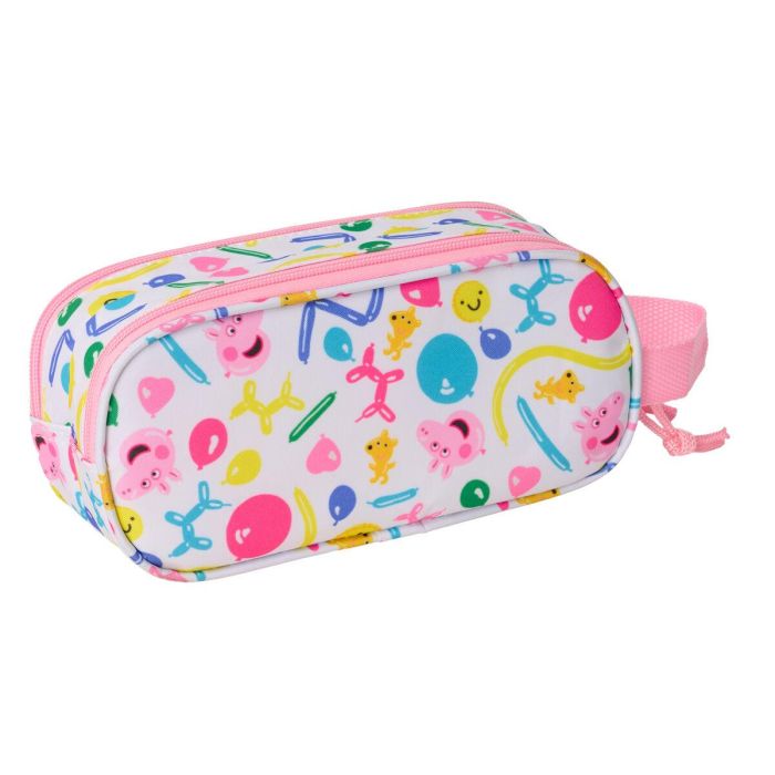 Portatodo Doble Peppa Pig Azul Blanco Rosa 21 x 8 x 6 cm 3D 2