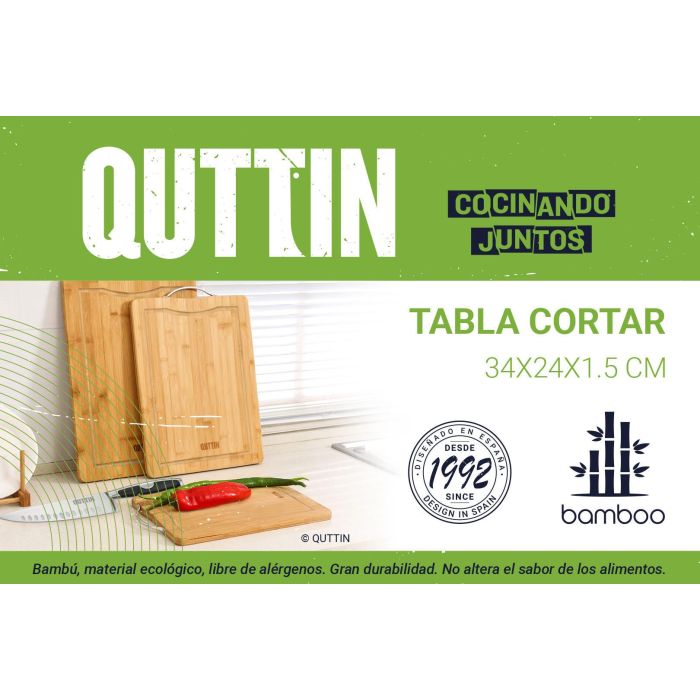 Quttin Tabla de Cortar de Bambú, 34 x 24 x 1.5 cm (12 Unidades) 9
