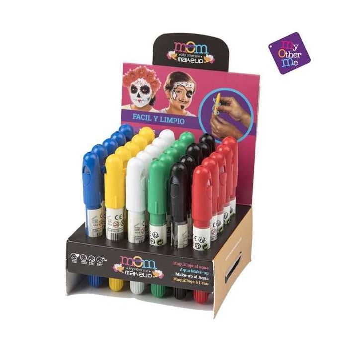 Maquillaje al agua en crayon azul con rosca y tapa 4 Maquillaje al agua en crayon azul con rosca y tapa 4