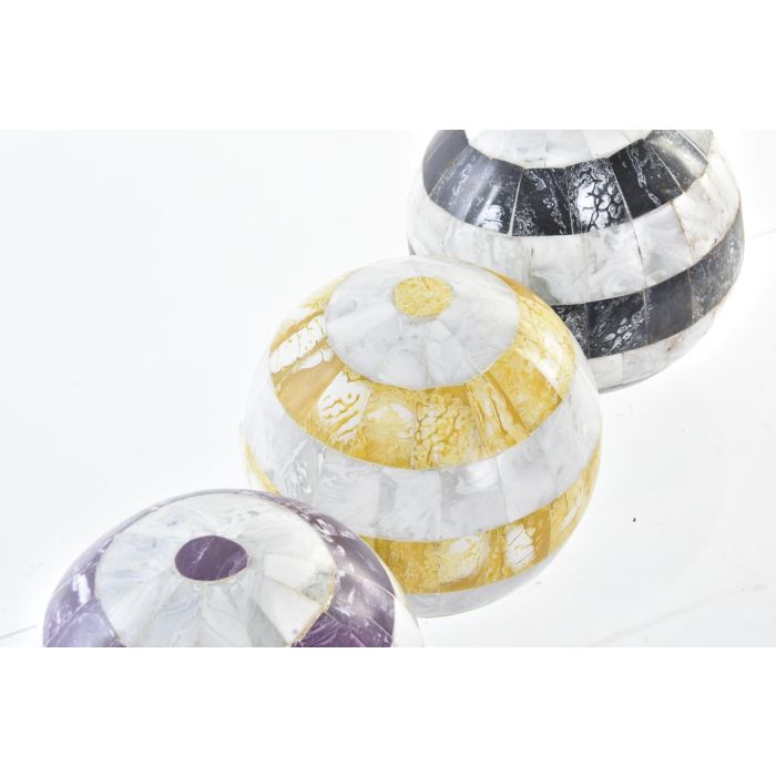 DKD Home Decor Bola Decoración Urban Nácar Lila, Amarillo, Negro, Blanco Surtidas 13x13x13 cm - Pack 6 Unidades 2 DKD Home Decor Bola Decoración Urban Nácar Lila, Amarillo, Negro, Blanco Surtidas 13x13x13 cm - Pack 6 Unidades 2