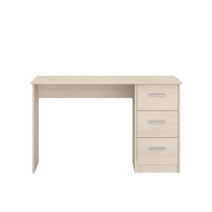 ESSENTIELLE Escritorio 3 cajones - Decoración de acacia clara - L 121,2 x P 74,3 x H 55 cm 2 ESSENTIELLE Escritorio 3 cajones - Decoración de acacia clara - L 121,2 x P 74,3 x H 55 cm 2