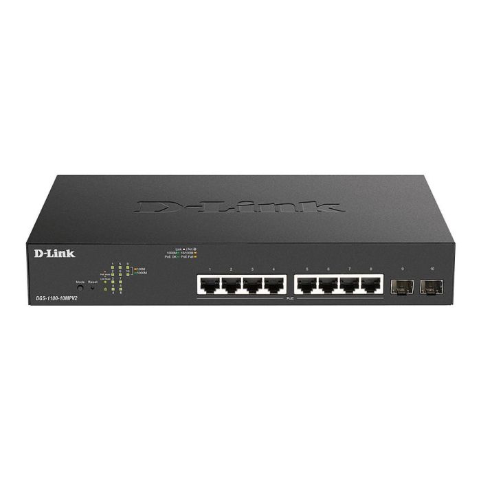 D-Link Switch DGS-1100-10MPv2 Gestionado Gigabit PoE+, 8 Puertos PoE+ (130W), 2 Puertos SFP, L2, Montaje Rack 1U 0 D-Link Switch DGS-1100-10MPv2 Gestionado Gigabit PoE+, 8 Puertos PoE+ (130W), 2 Puertos SFP, L2, Montaje Rack 1U 0
