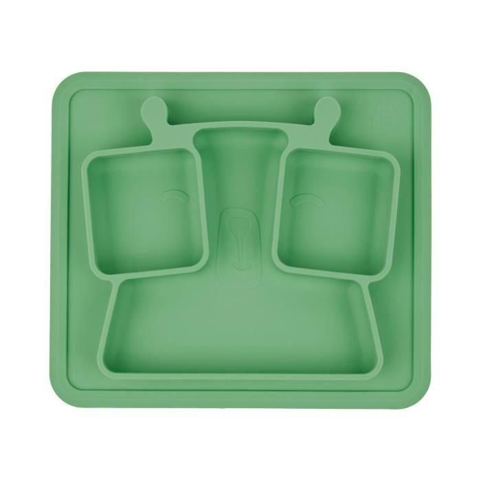 Badabulle Plato dividido antideslizante de silicona con 3 compartimentos flexible, resistente, irrompible, apto microondas y lavavajillas para bebés 4m+ Badabulle Plato dividido antideslizante de silicona con 3 compartimentos flexible, resistente, irrompible, apto microondas y lavavajillas para bebés 4m+
