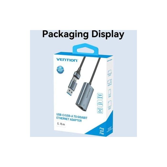 Adaptador USB/USB Tipo-C - RJ45 Vention CFQHB/ 1000Mbps 3 Adaptador USB/USB Tipo-C - RJ45 Vention CFQHB/ 1000Mbps 3