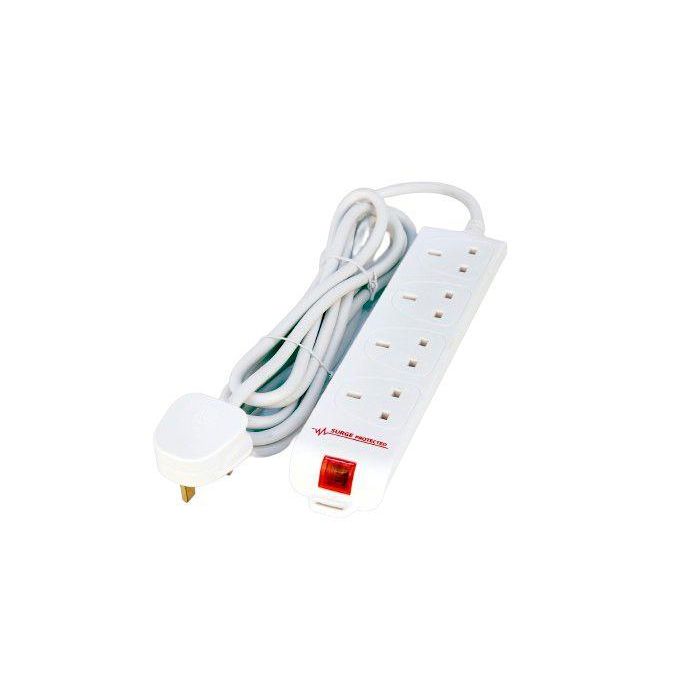 MicroConnect 4-way UK Surge Protected Power Strip 5M White MicroConnect 4-way UK Surge Protected Power Strip 5M White