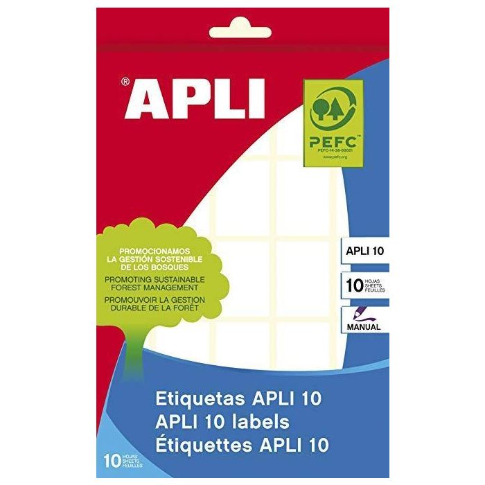 Apli Etiquetas Adhesivas 19x27 mm Escritura Manual C-Romos 25 X 10H Blanco