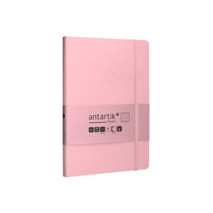 Cuaderno Con Gomilla Antartik Notes Tapa Blanda A5 Hojas Rayas Rosa Pastel 80 Hojas 80 gr Fsc 4