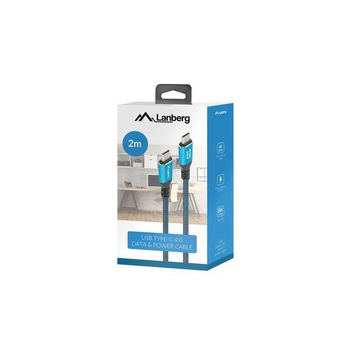 Lanberg CA-CMCM-45CU-0020-BK Cable USB USB 3.2 Gen 2 (3.1 Gen 2) 2 m USB C Negro, Azul 1