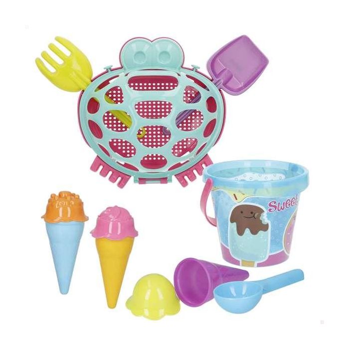 Cubo de playa cangrejo diametro 14 cm con pala,rastrillo 3 moldes de helado. Cubo de playa cangrejo diametro 14 cm con pala,rastrillo 3 moldes de helado.