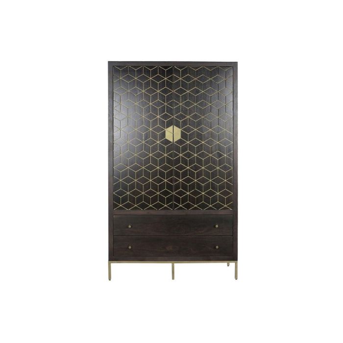 DKD Home Decor Armario Moderno Marrón Oscuro Dorado 100x40x175 cm de Acacia y Metal con 2 Puertas y 2 Cajones 6