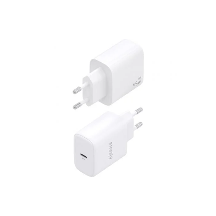 Aisens Cargador Pared GaN A110-0969, 1xUSB Tipo-C, 45W, Blanco, Carga Rápida Portátiles y Móviles 2