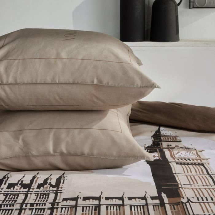 Today TOD3574641268534 Juego de cama JAVA Algodón 2 personas 240x220 cm Estampado Londres Beige 3