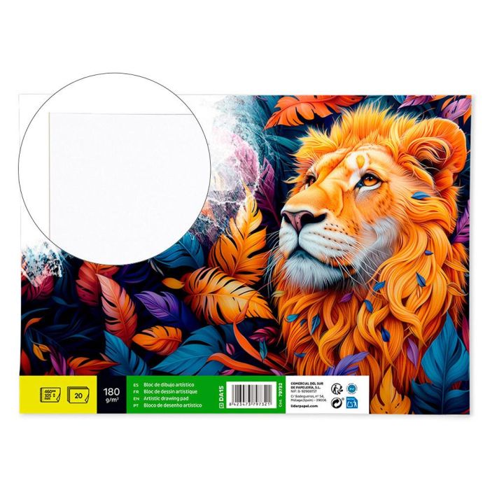 Bloc Dibujo Liderpapel Lineal Espiral 460x325 mm 20 Hojas 180 gr-M2 Con Recuadro Perforado